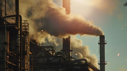 Scene of chimney with smoke animation video looping motion