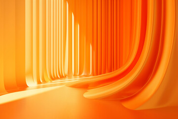 Abstract orange background with light and shadow. 3d rendering illustration