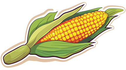An editable flat sticker of corn - obrazy, fototapety, plakaty