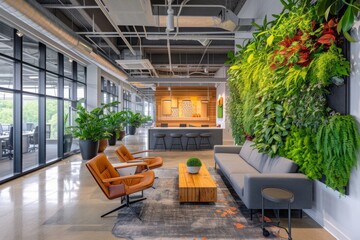 A sustainable office interior that prioritizes employee well-being