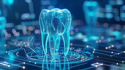 Witness the transformation in dental care through a 3D model of the latest tooth implant technology - obrazy, fototapety, plakaty