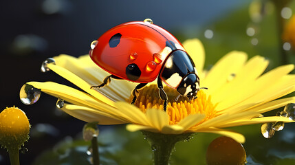 Obraz premium A close-up macro photo of a vibrant ladybug