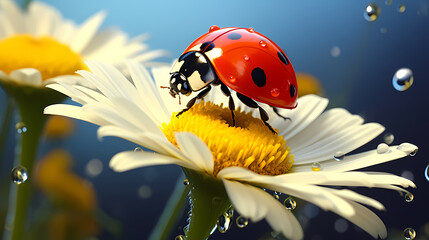 A close-up macro photo of a vibrant ladybug