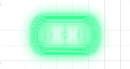 Image of neon football game strategy against square lined paper white background