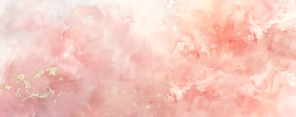 Fototapeta premium An abstract watercolor style artwork with pink hues and gold accents that resemble marble textures.