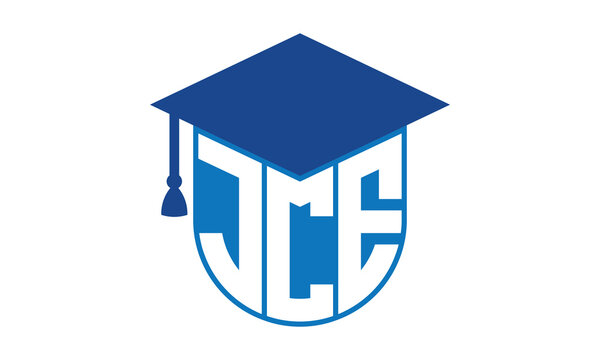 JCE initial letter academic logo design vector template. school college logo, university logo, graduation cap logo, institute logo, educational logo, library logo, teaching logo, book shop, varsity