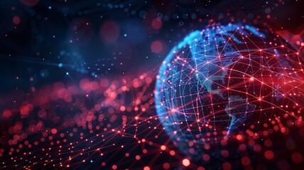 Obraz premium holographic globe with intricate grid lines on a dark background