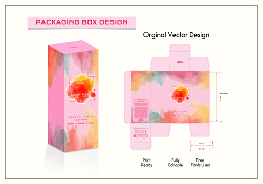 Packaging box design with 3d Box dies line, 3d Box Mockup, icon, frames and Design elements, 3d Illustration, and Vector design Template.