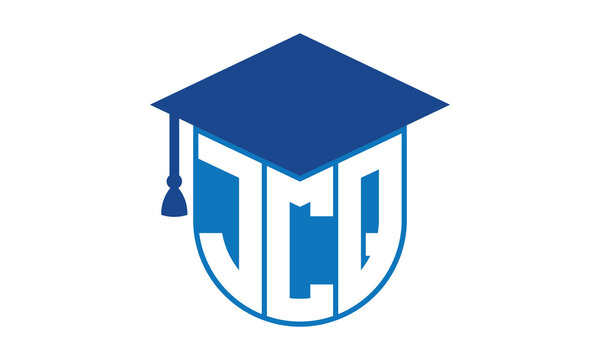 JCQ initial letter academic logo design vector template. school college logo, university logo, graduation cap logo, institute logo, educational logo, library logo, teaching logo, book shop, varsity