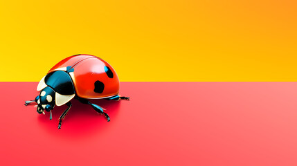 Fototapeta premium A close-up macro photo of a vibrant ladybug