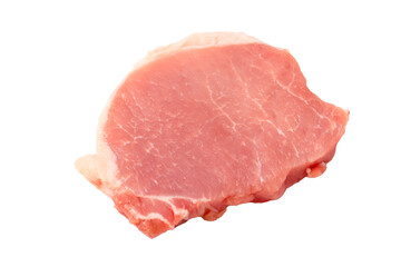 Raw pork pieces isolated on a white background.