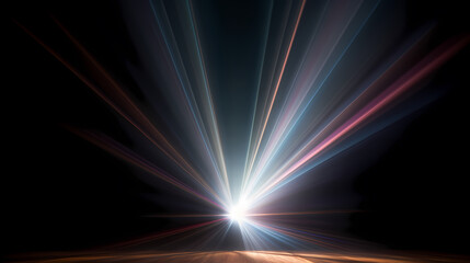 Light trails on the podium, atmospheric background with light mist