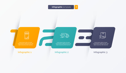 Vector number infographic template composed of 3 rounded squares