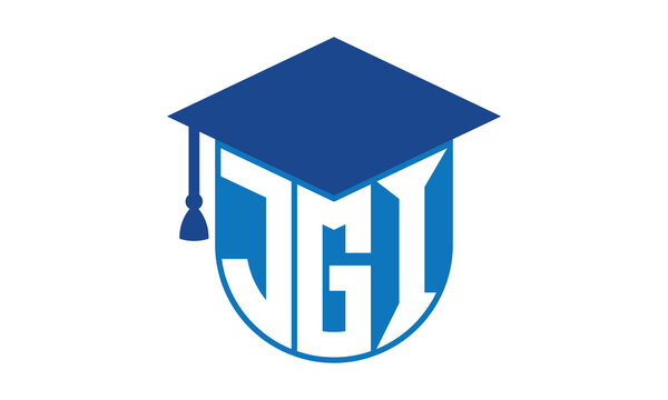 JGI initial letter academic logo design vector template. school college logo, university logo, graduation cap logo, institute logo, educational logo, library logo, teaching logo, book shop, varsity