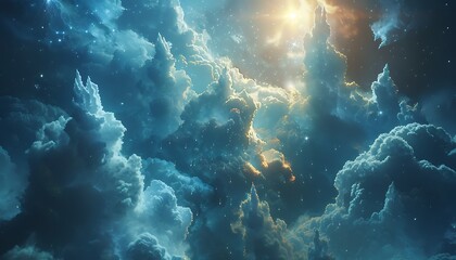 Fototapeta na wymiar Breathtaking Odyssey, Cloud Migration Unveiled as Interstellar Journey of Data Pods