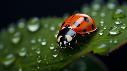 Fototapeta premium Macro shot, beautiful ladybug