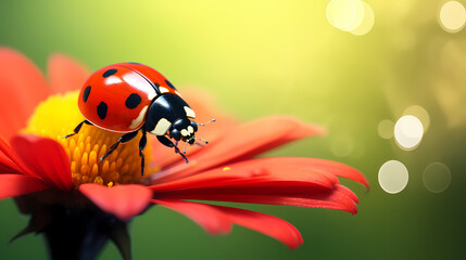 Macro shot, beautiful ladybug