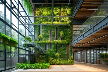 An eco office building with green certifications