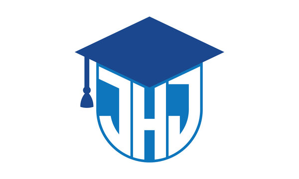 JHJ initial letter academic logo design vector template. school college logo, university logo, graduation cap logo, institute logo, educational logo, library logo, teaching logo, book shop, varsity