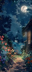A garden where the flowers sing lullabies in the moonlight