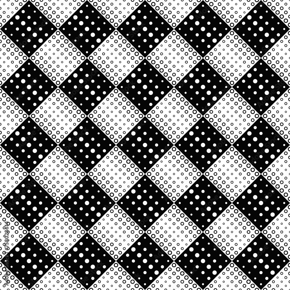 Poster seamless geometrical circle pattern background - abstract monochrome vector graphic design from dots