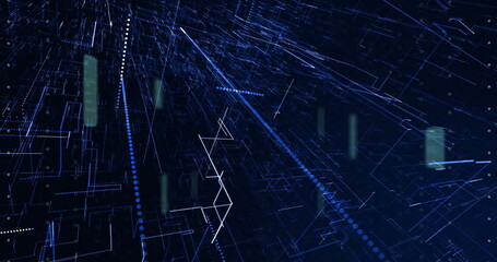 Image of connections and data processing over dark background