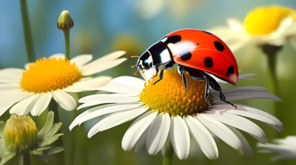 Fototapeta premium Macro shot, beautiful ladybug