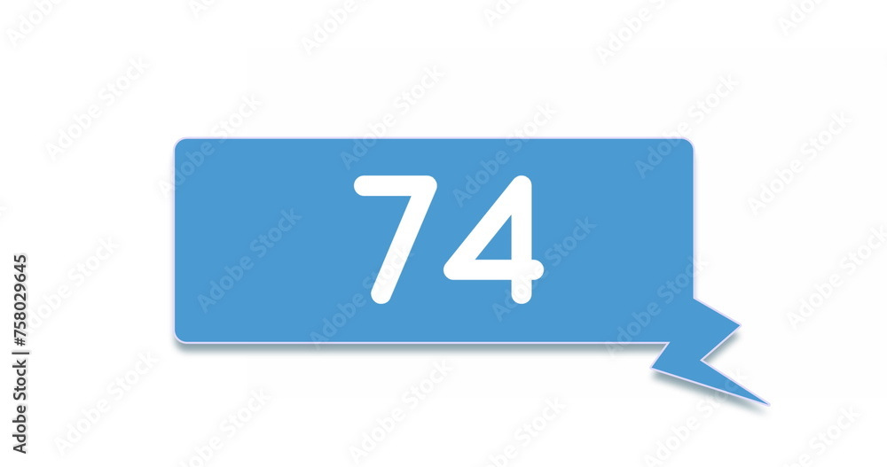 Poster digital image of a blue chat box with increasing numbers on a white background 4k