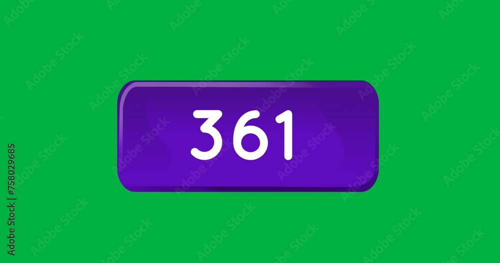 Poster digital image of numbers increasing in a purple box on a green background 4k