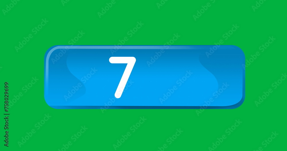 Aufkleber digital image of numbers counting up inside a blue box on a green background 4k