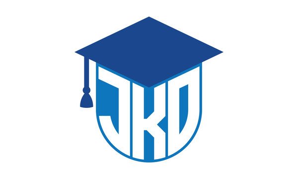 JKO initial letter academic logo design vector template. school college logo, university logo, graduation cap logo, institute logo, educational logo, library logo, teaching logo, book shop, varsity