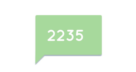 Image of a green chat box with numbers increasing on a white background