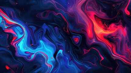 Abstract background of acrylic paint in blue, red and white colors.