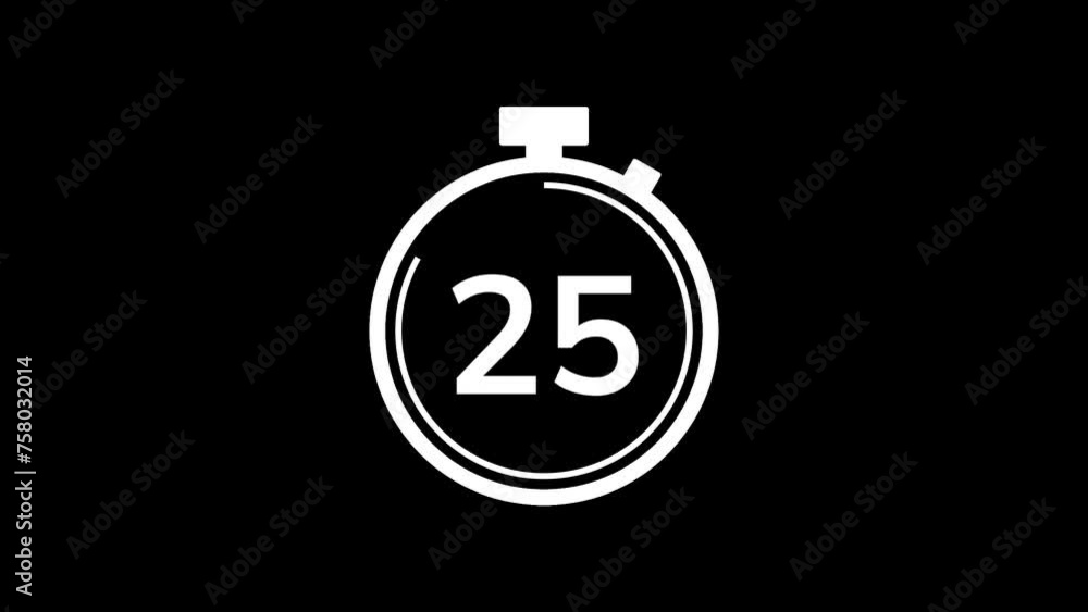 Wall mural 30 seconds countdown timer animation from 30 to 0 seconds. modern white stopwatch cowndown timer on 