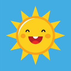 Cute cartoon smiling sun. funny sun vector on an isolated background