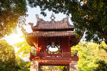 Temple of Literature in Hanoi, Vietnam. Traditional asian building