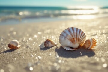 the sea abstract background vacation shells sand beach
