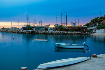 August, 2022- Croatia- Fishing boats, stranded on the coast in Dalmatia, Croatia, EU