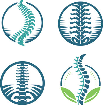 set of Spine Logoc icon silhouette symbols clipart, human spine  creative logo concept