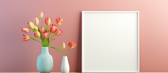 Mockup of Picture Frame with Vibrant Vase 