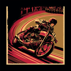 Aggressive Motorcycle racing illustration T shirt design.