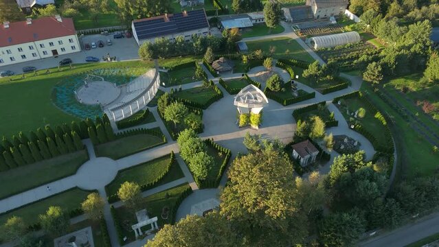 Beautiful Biblical Garden Basilica Stara Wies Aerial View Poland