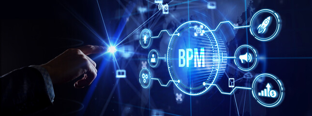 BPM Business process management system technology concept. - obrazy, fototapety, plakaty