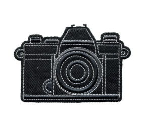Black embroidered camera patch for photographers