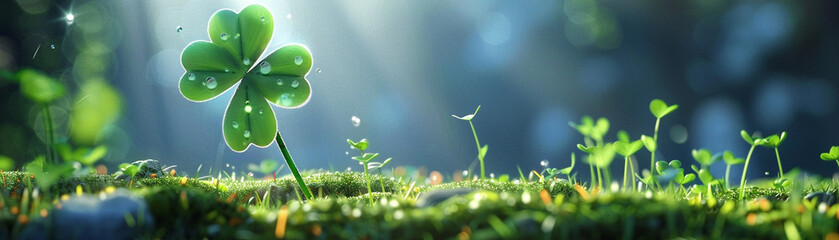 Generating a digital art piece featuring a 3D animator bringing to life a clover leaf in a creative and innovative way