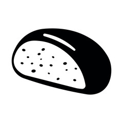 black vector bread icon on white background