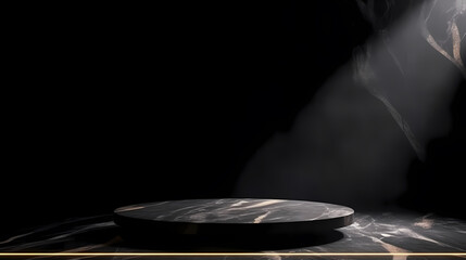 Light trails on podium, minimal abstract product placement background