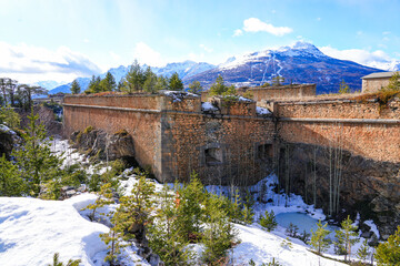 Fort Dauphin fortress near the Alpine town of Briançon next to the Italian border in the French...
