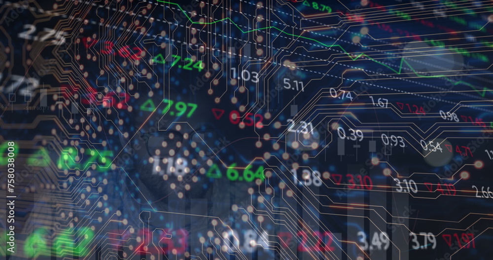 Poster image of data processing on black background