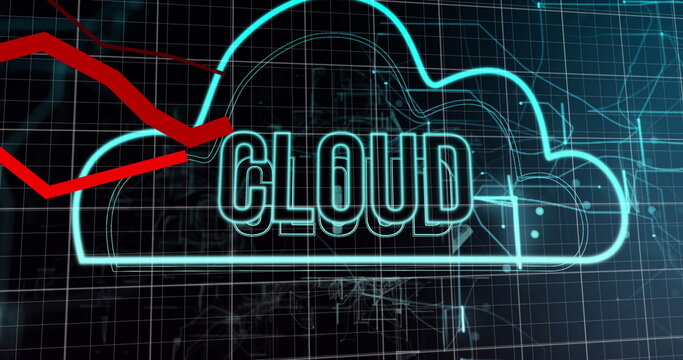 Image of level up text over neon shapes on black background